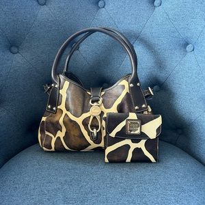 VINTAGE Dooney & Bourke giraffe bag and wallet set